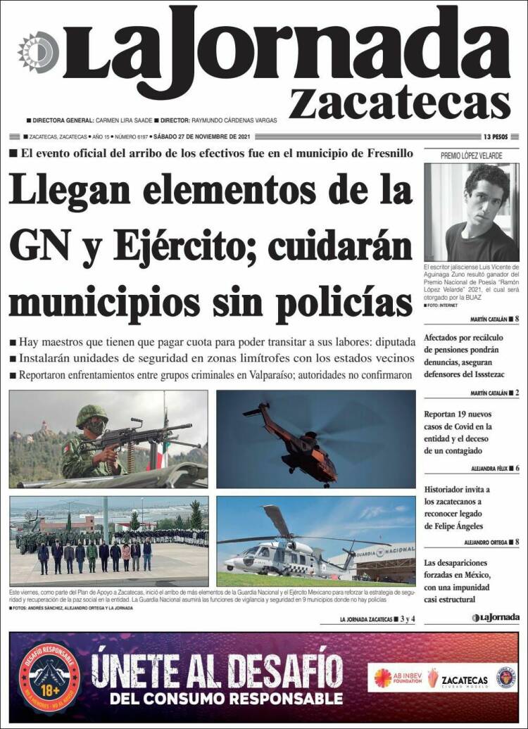 Portada de Jornada de Zacatecas (México)