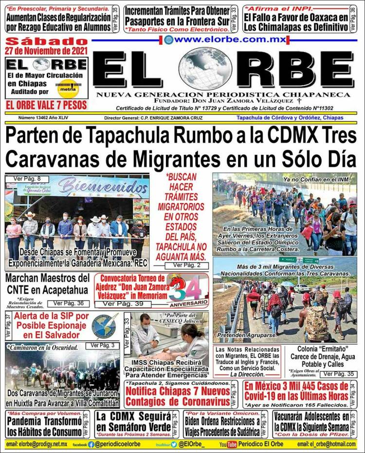 Portada de El Orbe (México)