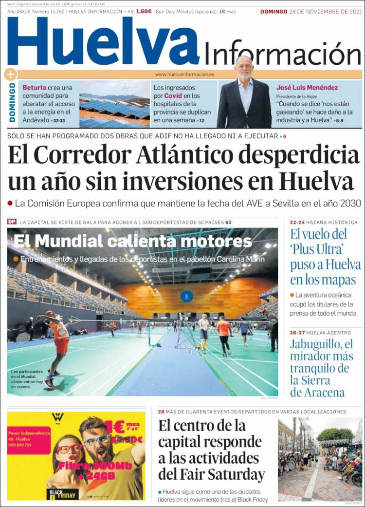 Portada de Huelva Información (España)