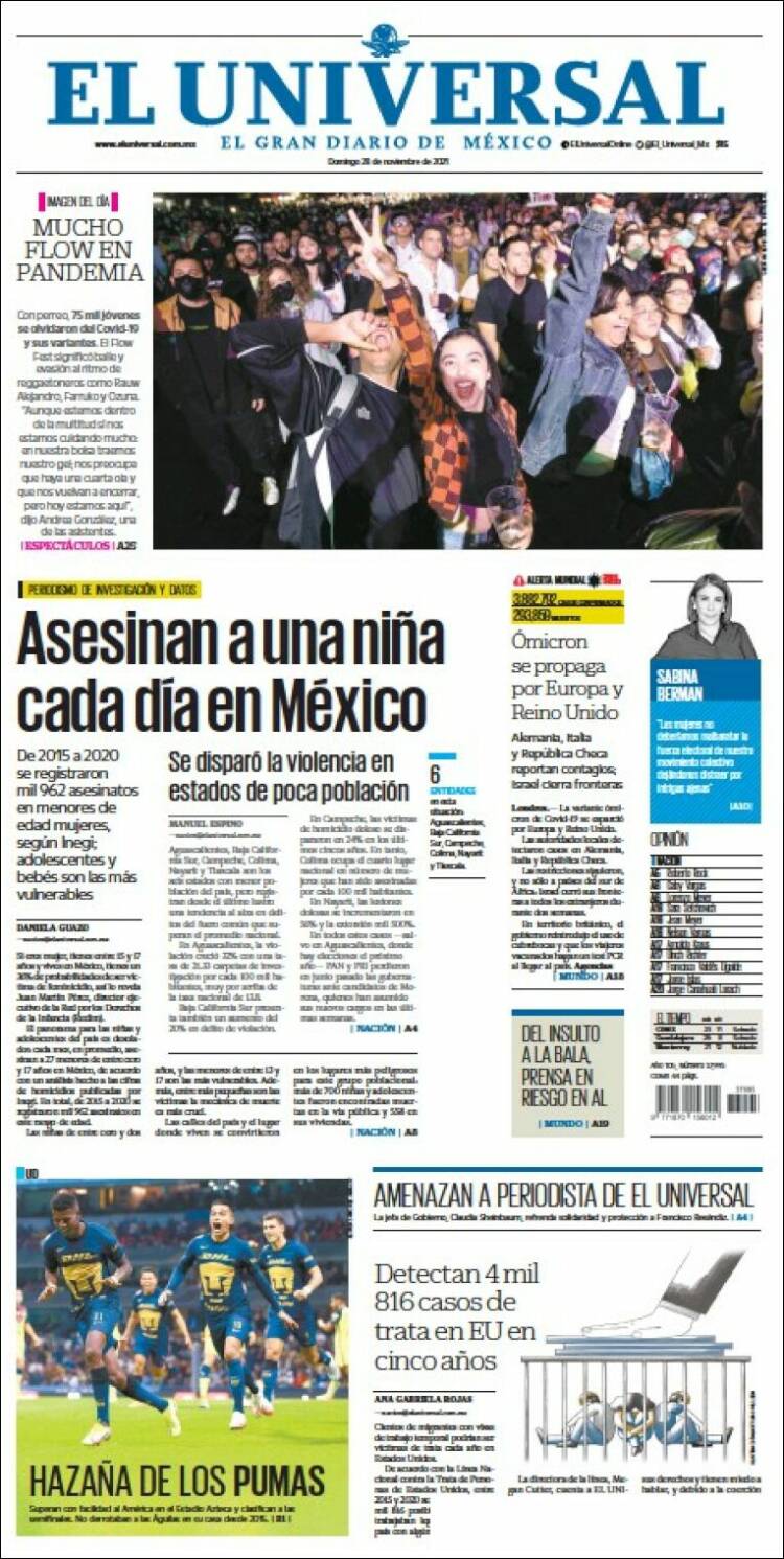 Portada de El Universal (México)