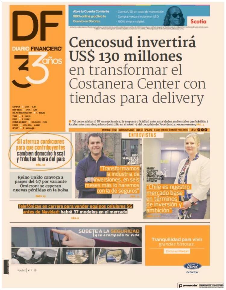 Portada de Diario Financiero (Chile)