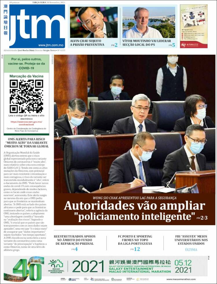 Portada de Jornal Tribuna de Macau (China)