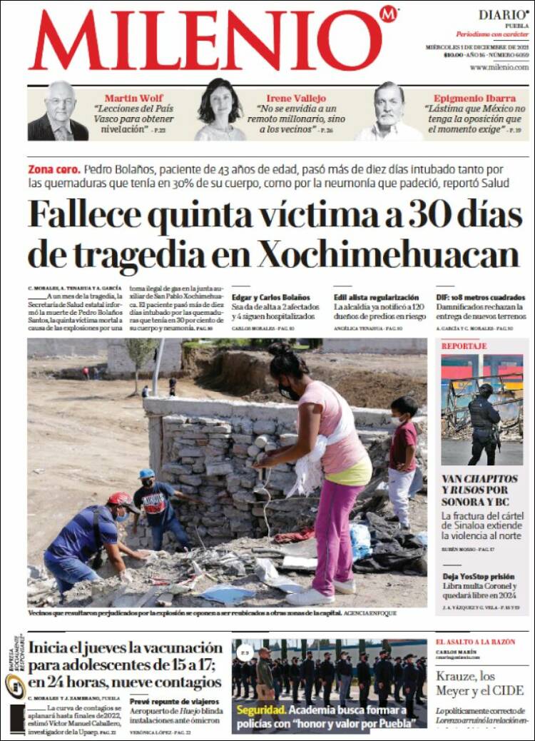 Portada de Milenio de Puebla (México)