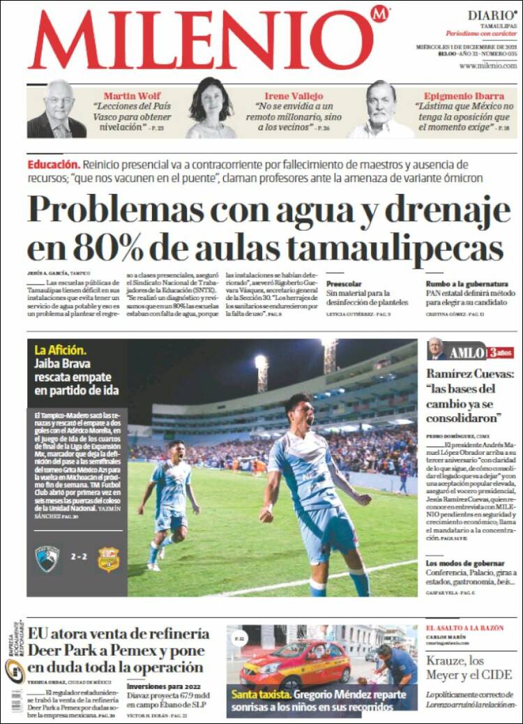 Portada de Milenio - Tamaulipas (México)