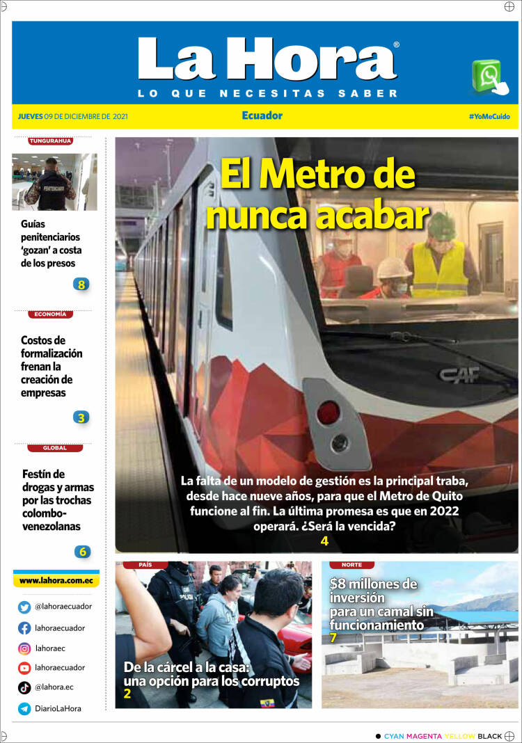 Portada de La Hora - Ecuador (Ecuador)
