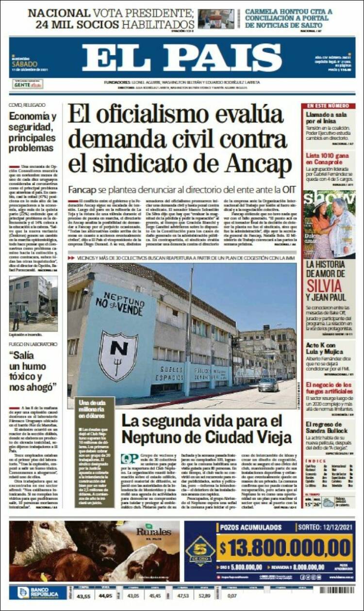 Portada de El País (Uruguay)