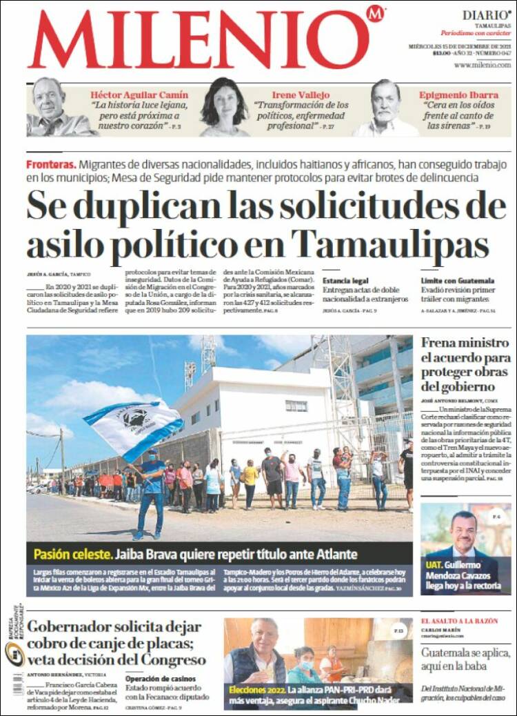 Portada de Milenio - Tamaulipas (México)