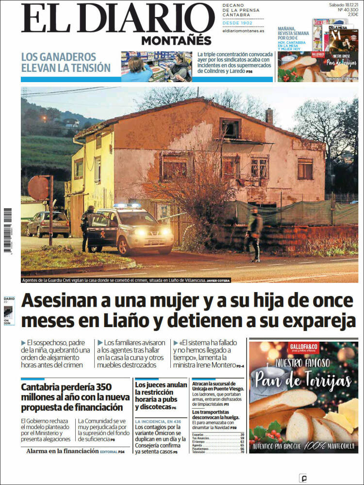 Portada de El Diario Montañés (España)