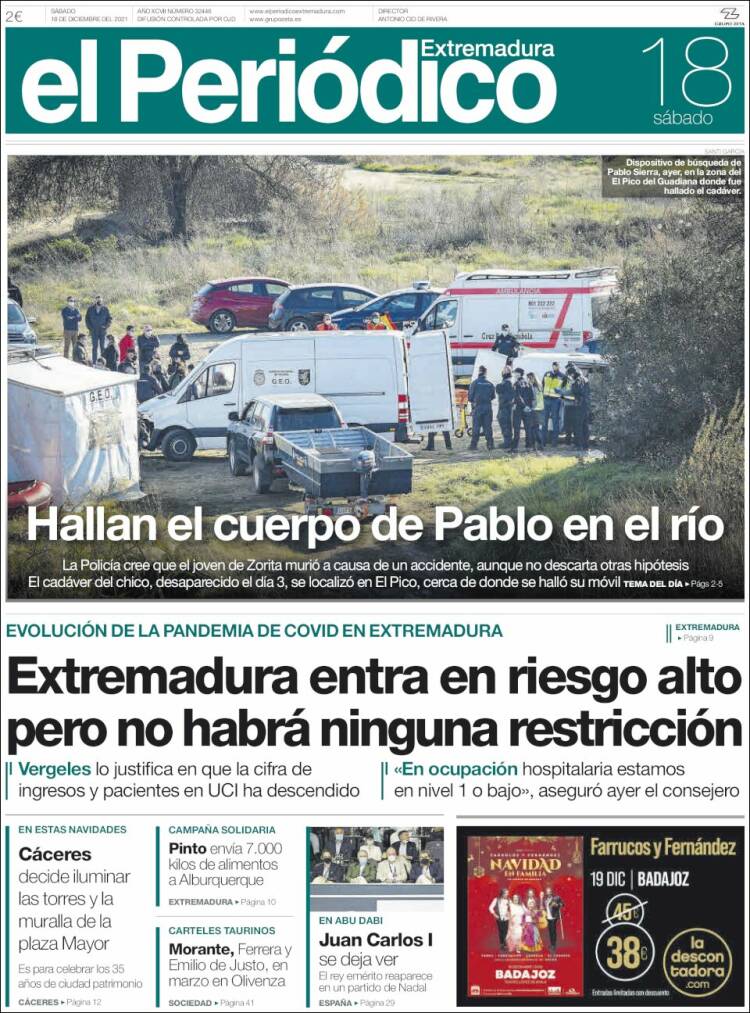 Portada de El Periódico de Extremadura (España)