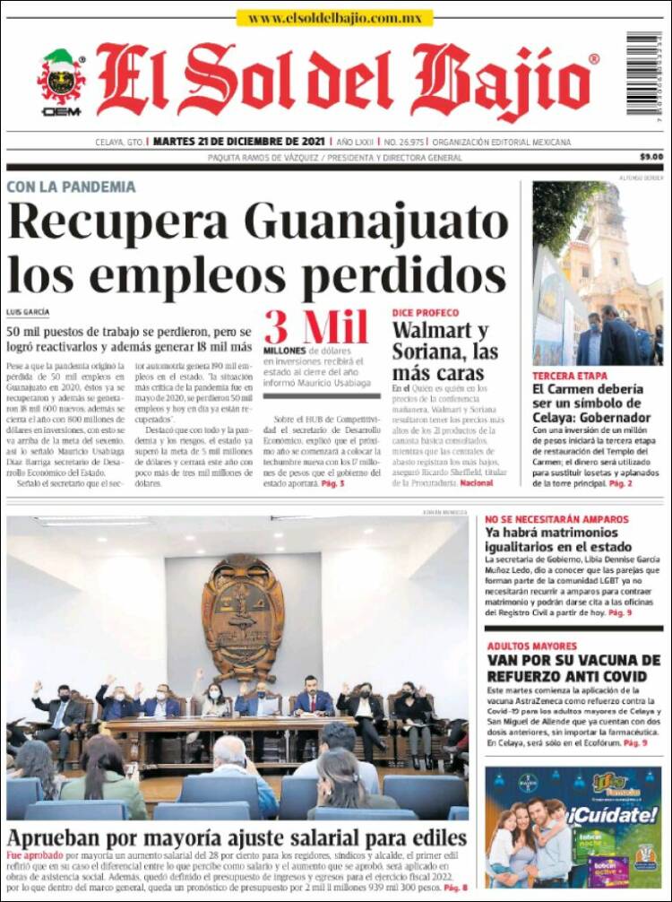 Portada de El Sol del Bajio (México)