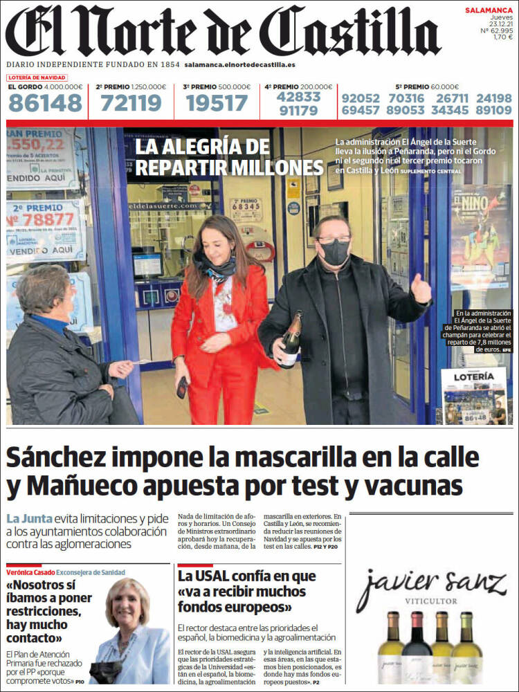 Portada de Norte de Castilla - Salamanca (España)