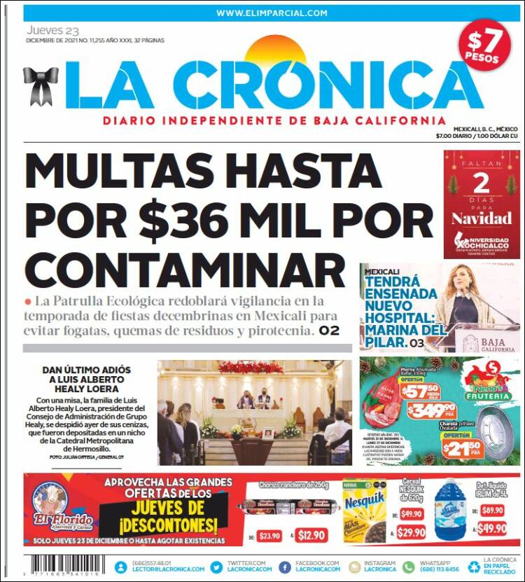 Portada de La Crónica de Baja California (México)