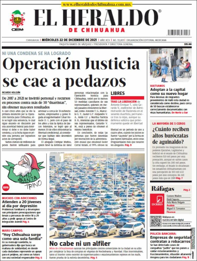 Portada de El Heraldo de Chihuahua (México)
