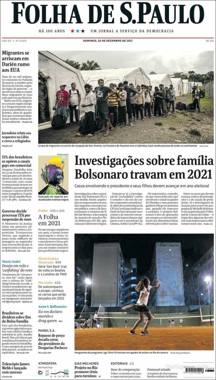 Portada de Folha de São Paulo (Brasil)