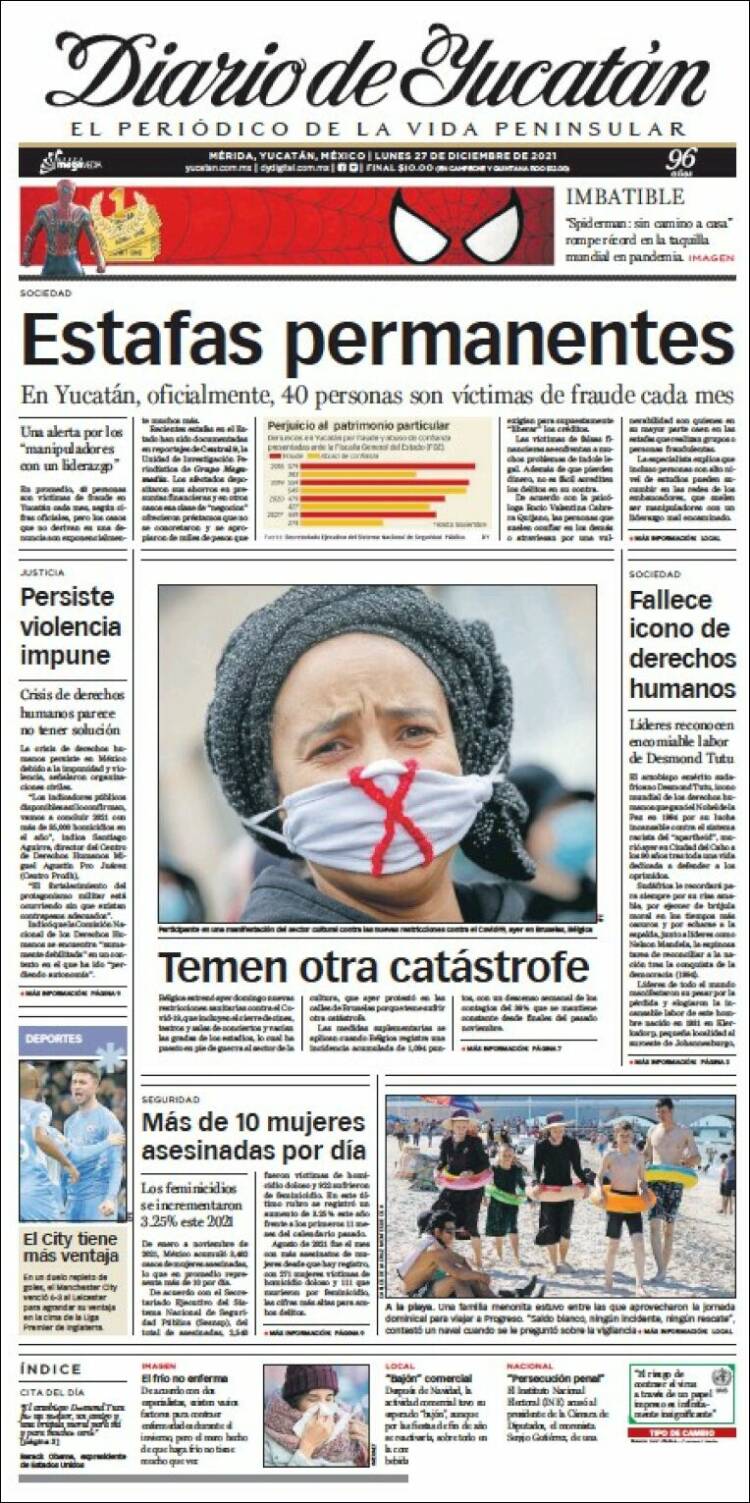 Portada de Diario de Yucatán (México)