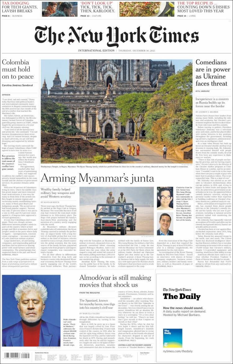 Portada de International New York Times (Europa)