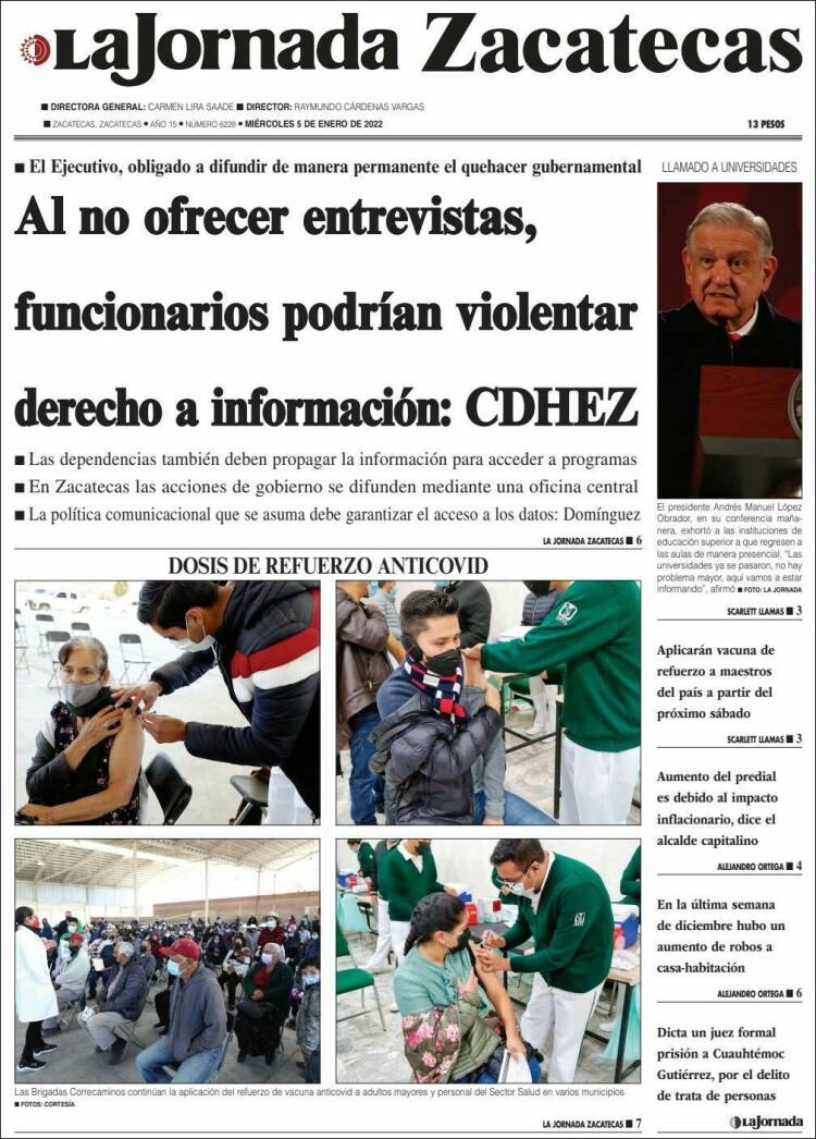 Portada de Jornada de Zacatecas (México)