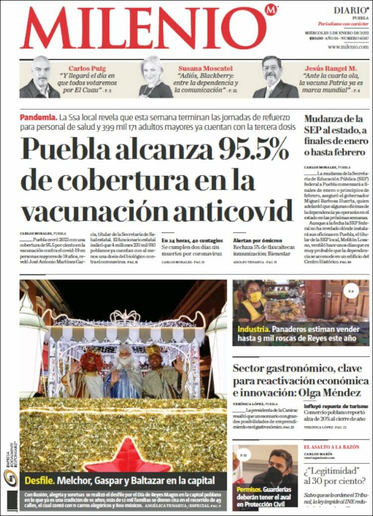 Portada de Milenio de Puebla (México)
