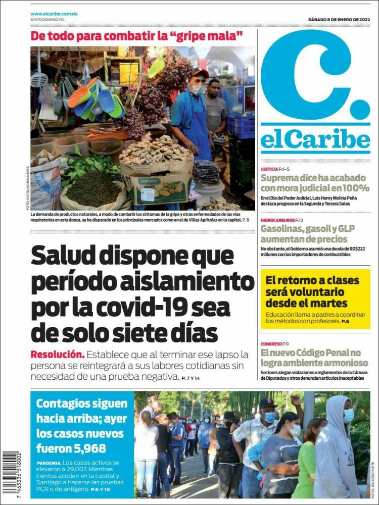Portada de El Caribe (R. Dominicana)