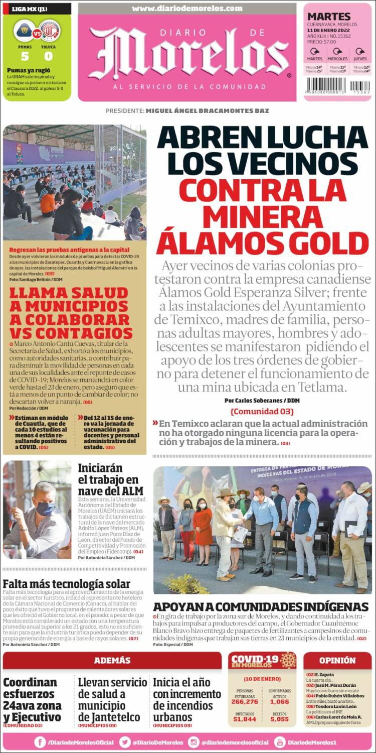 Portada de Diario de Morelos (México)