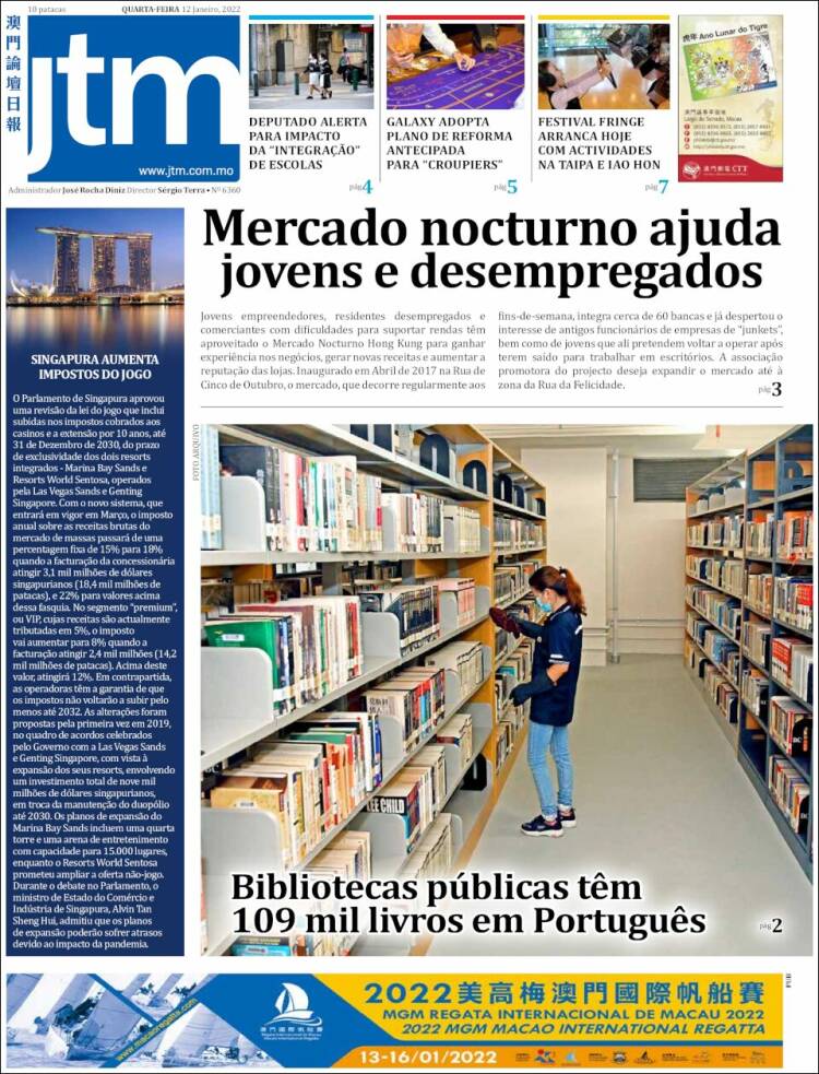 Portada de Jornal Tribuna de Macau (China)