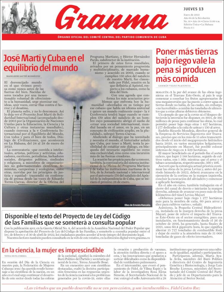 Portada de Granma (Cuba)