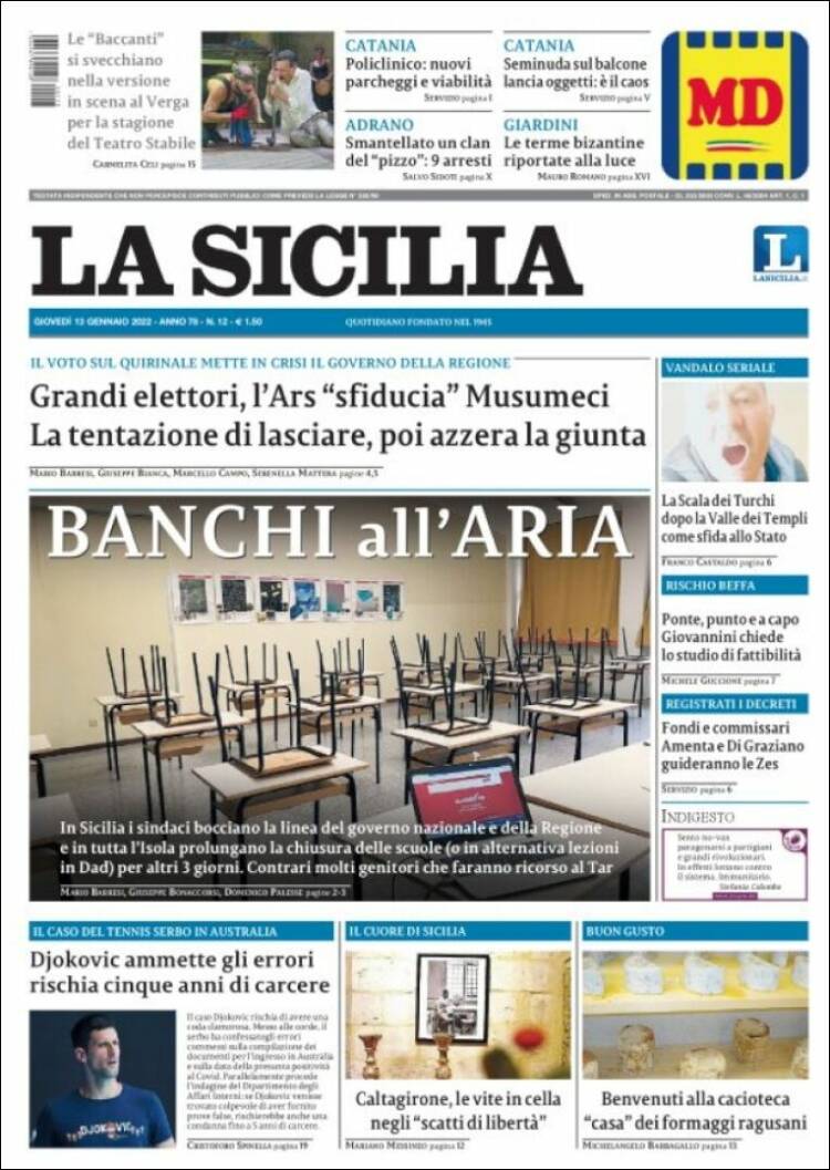 Portada de La Sicilia (Italia)
