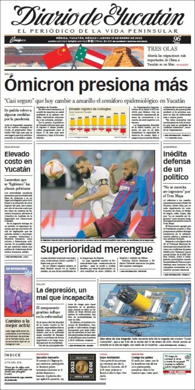 Portada de Diario de Yucatán (México)