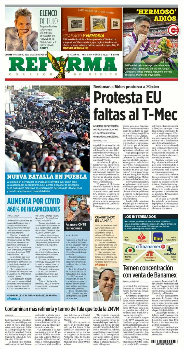 Portada de Reforma (México)