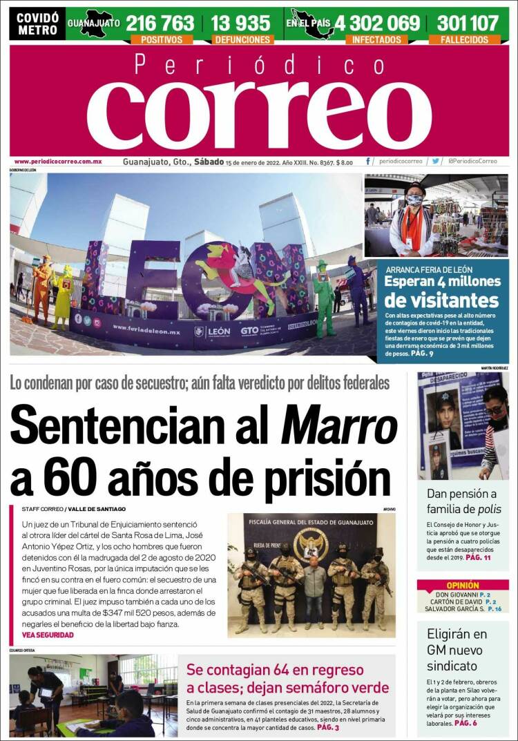 Portada de Correo - El diario del Estado de Guanajuato (México)