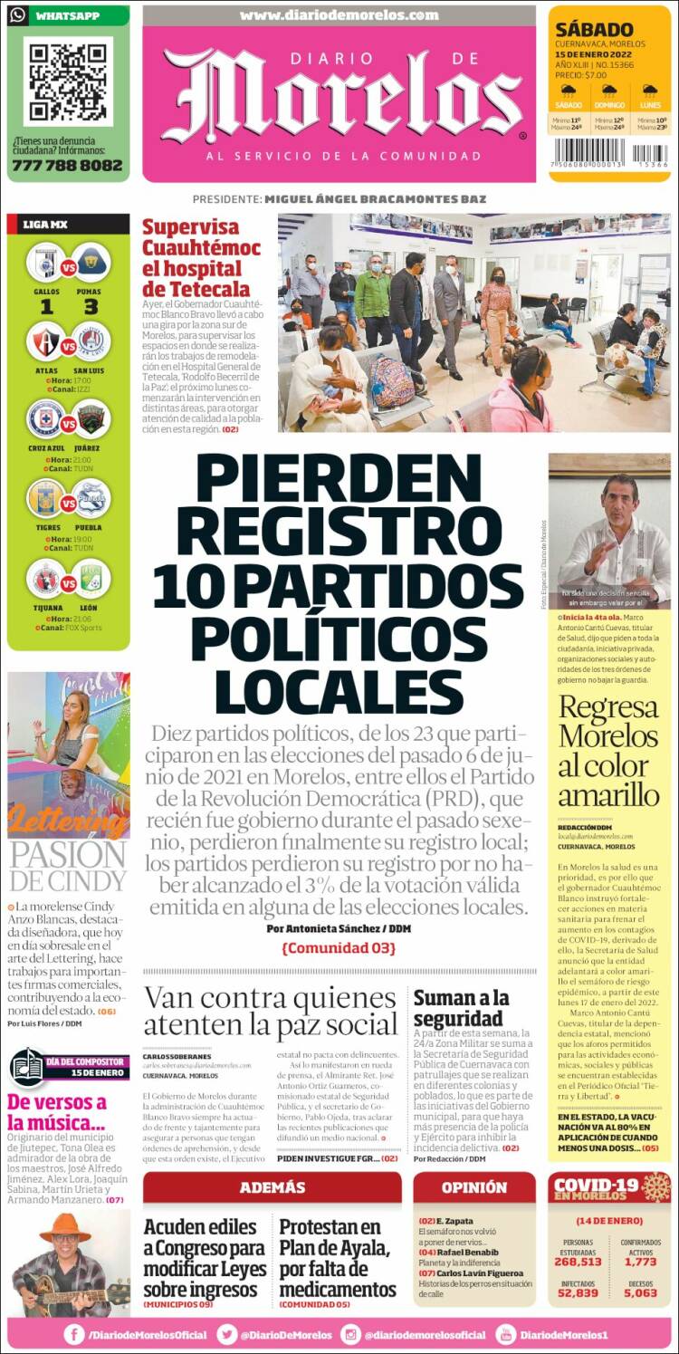 Portada de Diario de Morelos (México)
