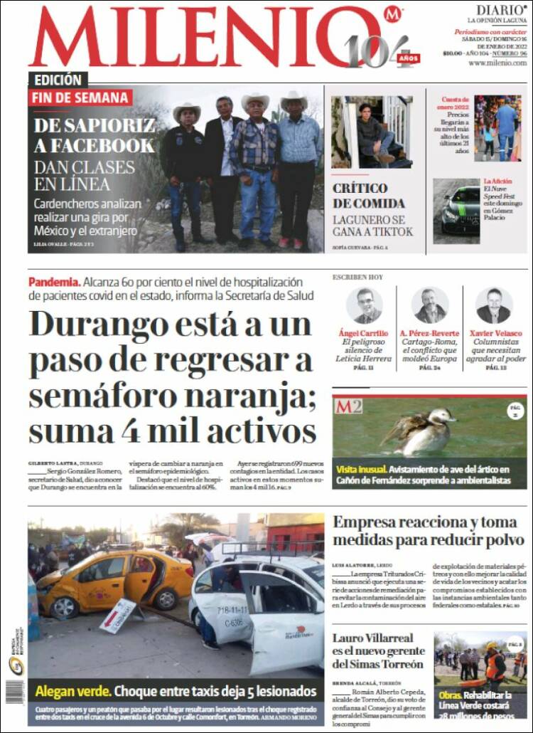 Portada de Milenio - Laguna (México)