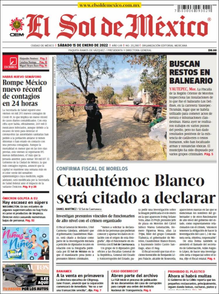 Portada de El Sol de México (México)