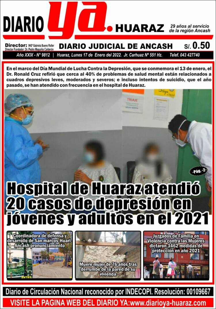 Portada de Diario Ya (Pérou)