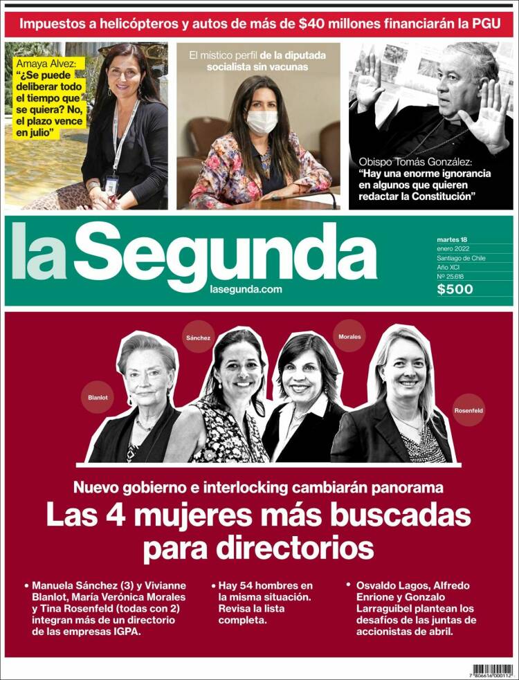 Portada de La Segunda (Chile)