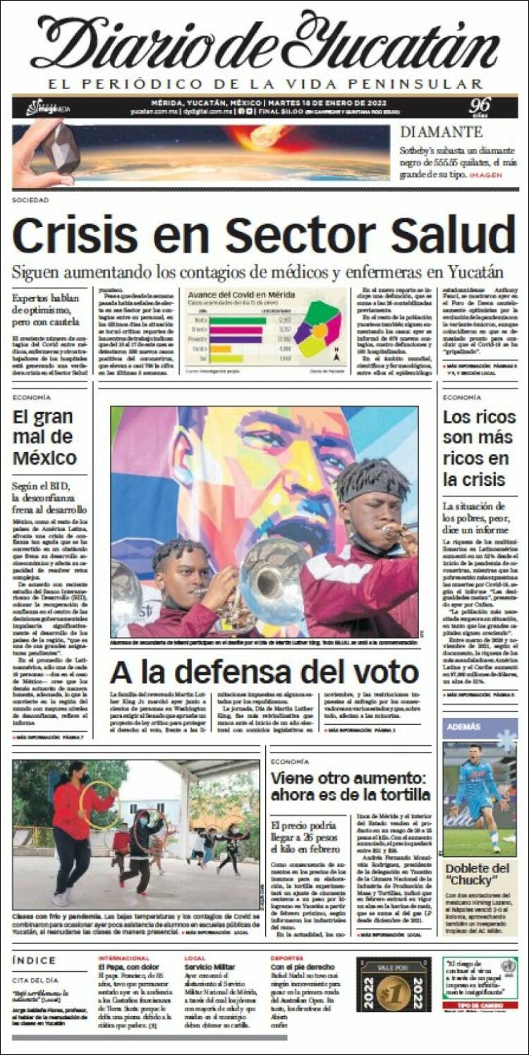 Portada de Diario de Yucatán (Mexique)