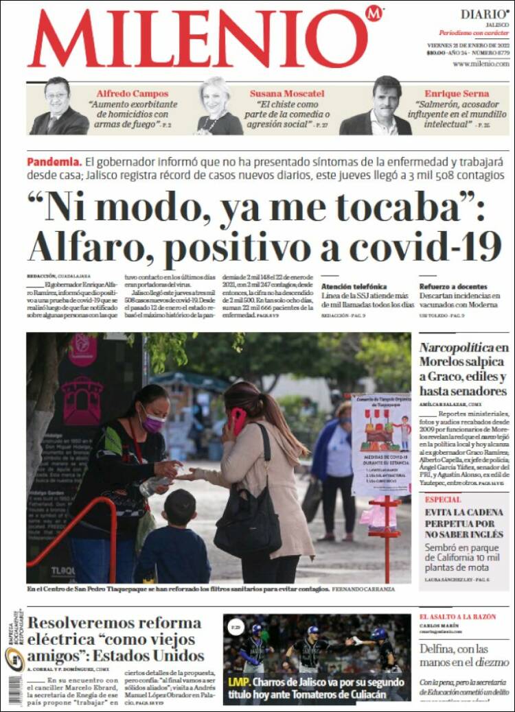 Portada de Milenio - Jalisco (México)