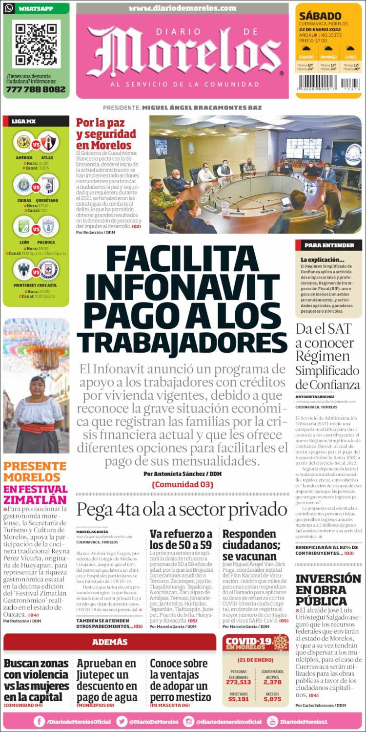 Portada de Diario de Morelos (México)