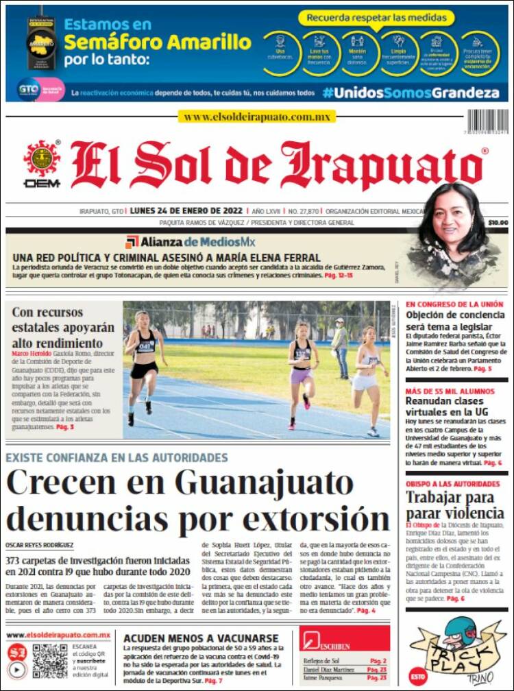 Portada de El Sol de Irapuato (México)