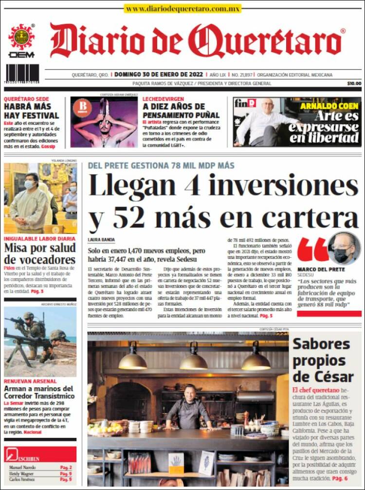 Portada de Diario de Querétaro (México)