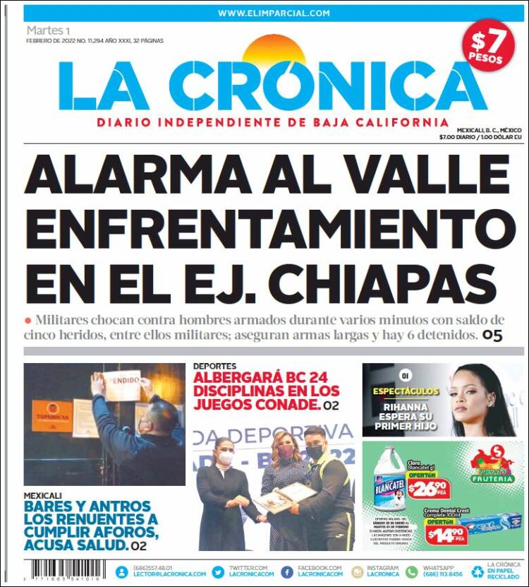 Portada de La Crónica de Baja California (México)