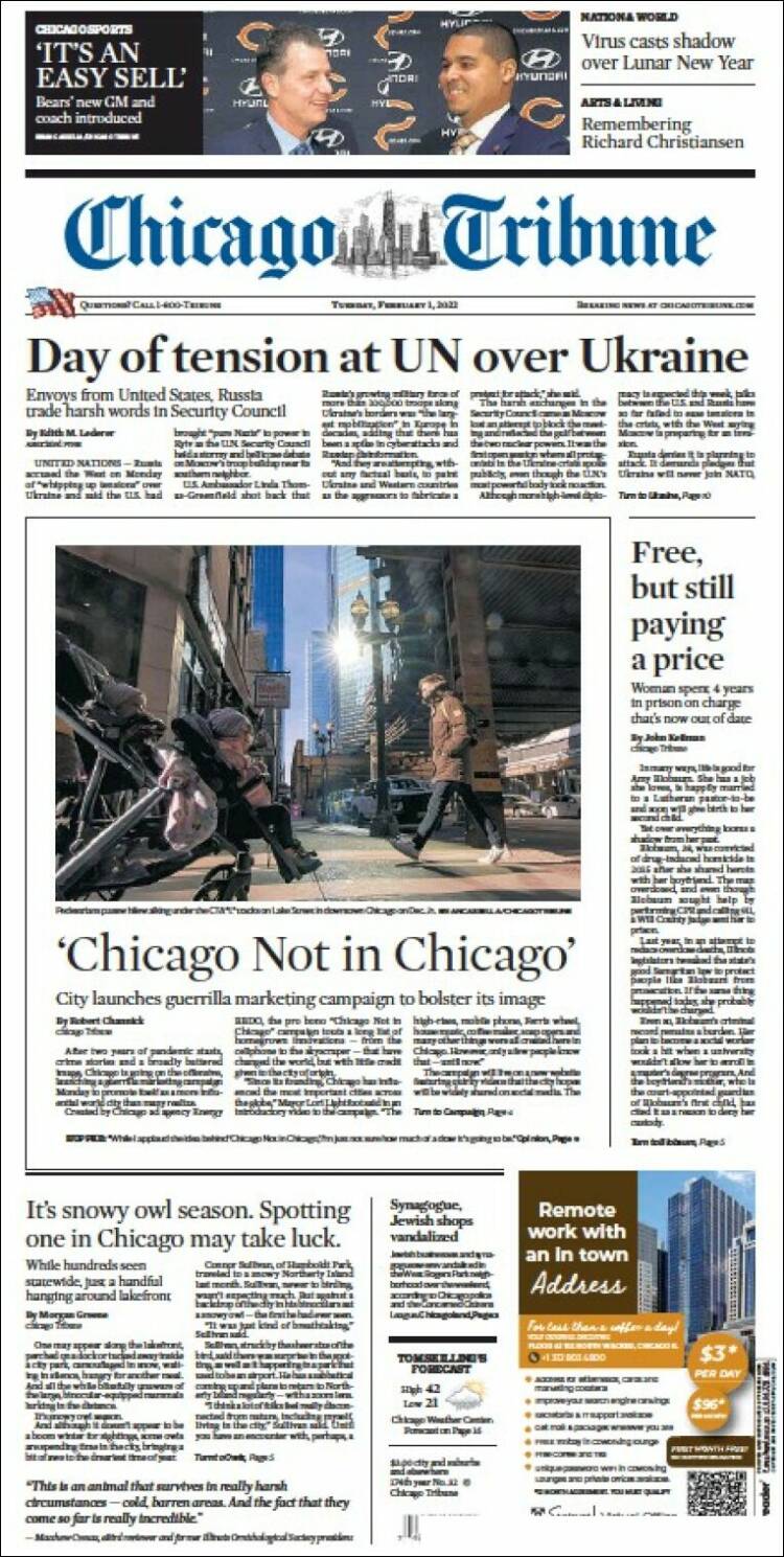 Portada de Chicago Tribune (États-Unis)