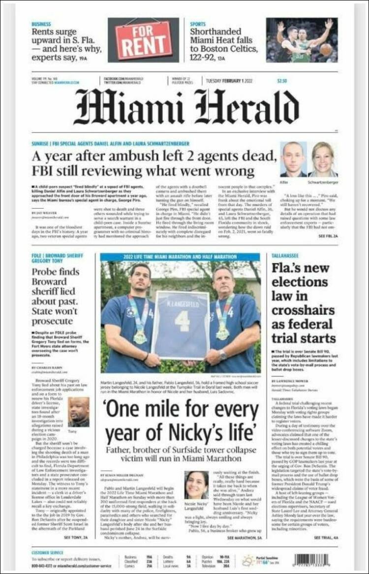 Portada de Miami Herald (États-Unis)