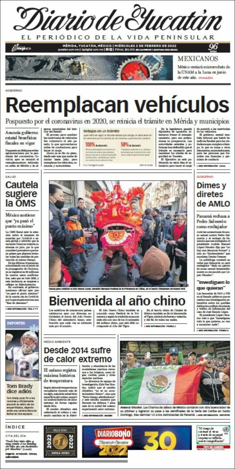 Portada de Diario de Yucatán (México)