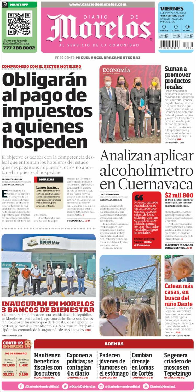 Portada de Diario de Morelos (México)