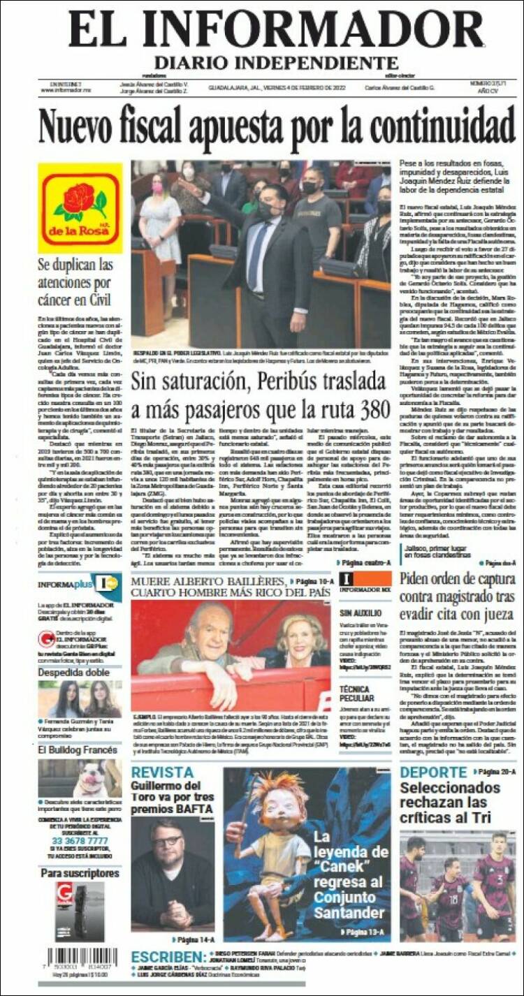 Portada de El Informador (México)