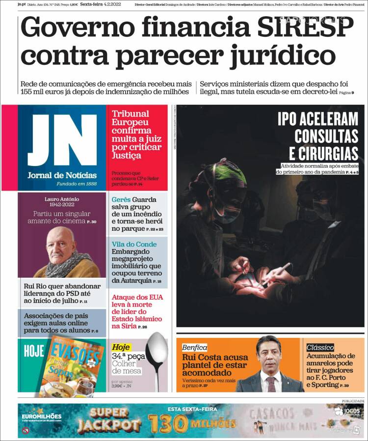 Portada de Jornal de Notícias (Portugal)
