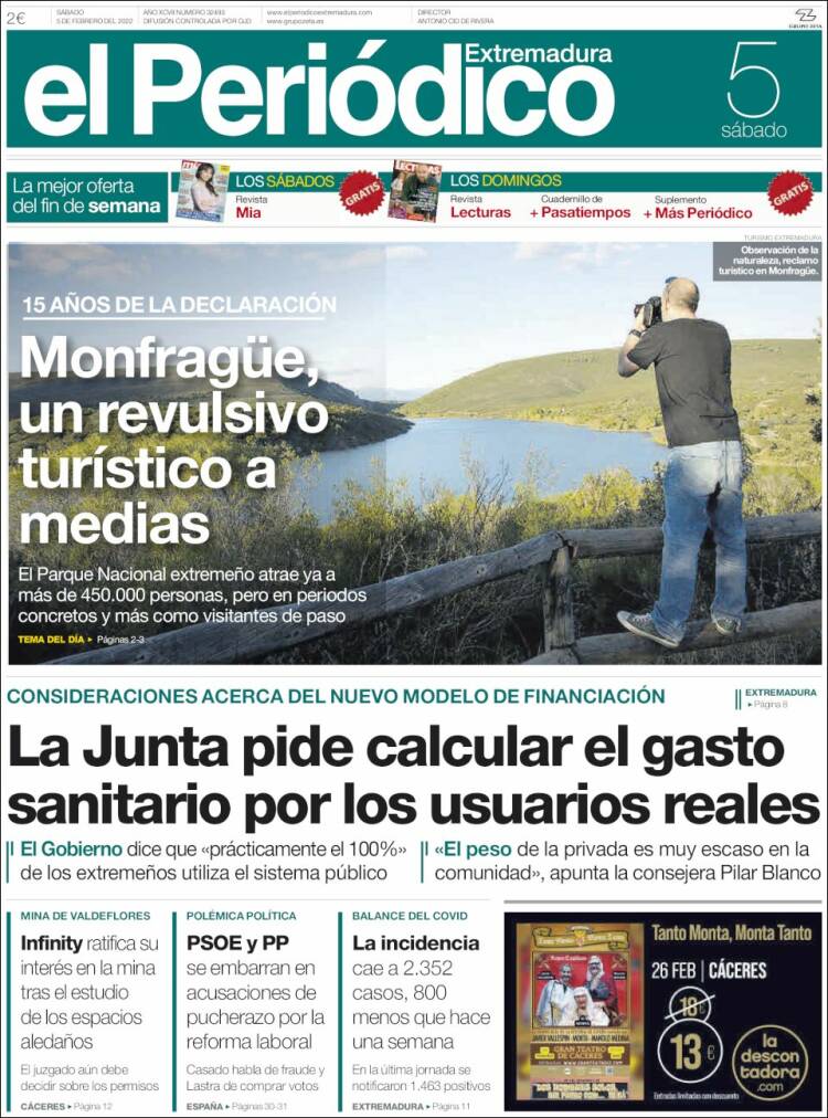 Portada de El Periódico de Extremadura (España)
