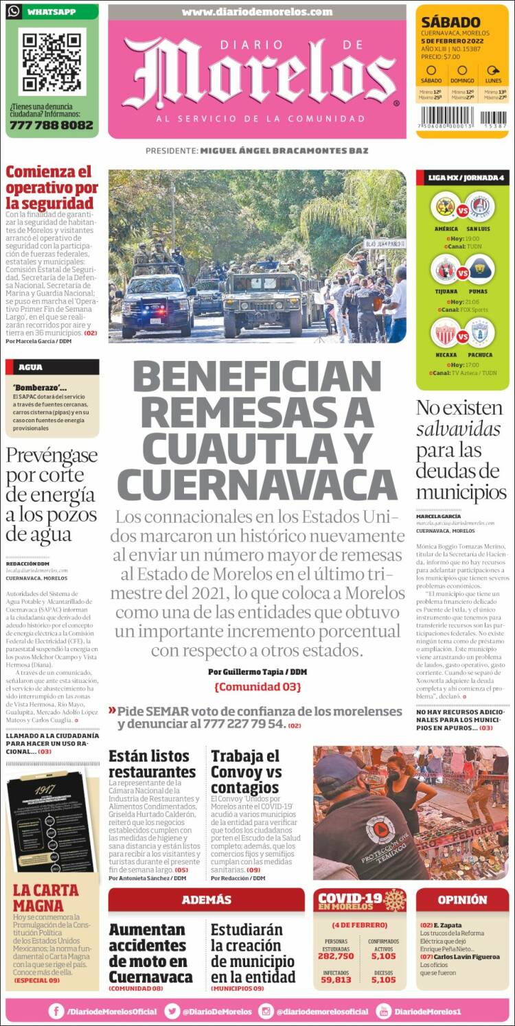 Portada de Diario de Morelos (México)