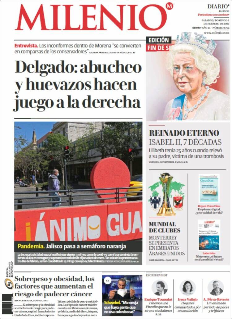 Portada de Milenio - Jalisco (México)